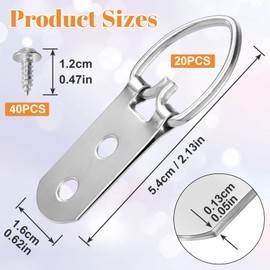 Mxxipp 20pcs Heavy Duty D-Ring Picture Hangers, Extra Large Strap Hanger with Screws Kit, 2 Holes Hanging Hardware for Hanging Picture Photo Frame- Silver