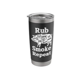 Rub Smoke Repeat Barbecue BBQ Grill Pork Smoker Stainless Steel Insulated Tumbler