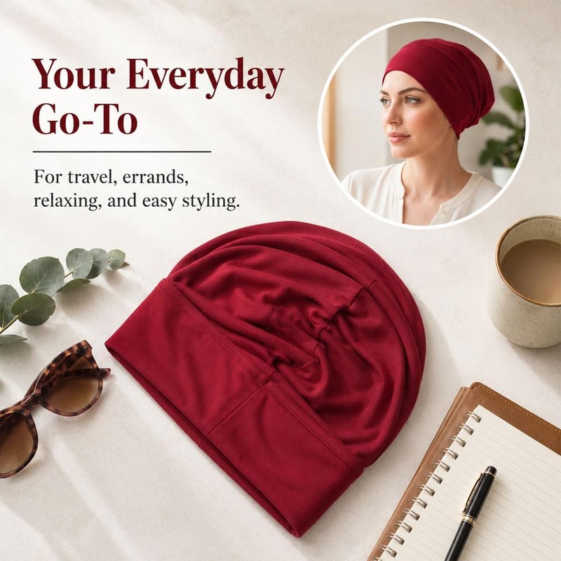 Soft Stretch Turban Cap for Women, Lightweight & Breathable Head