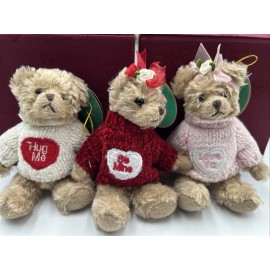 Bearington Bears Lot of 3 Bearington Collection Mini Valentine Jointed Stuffed Teddy NOS Sweaters