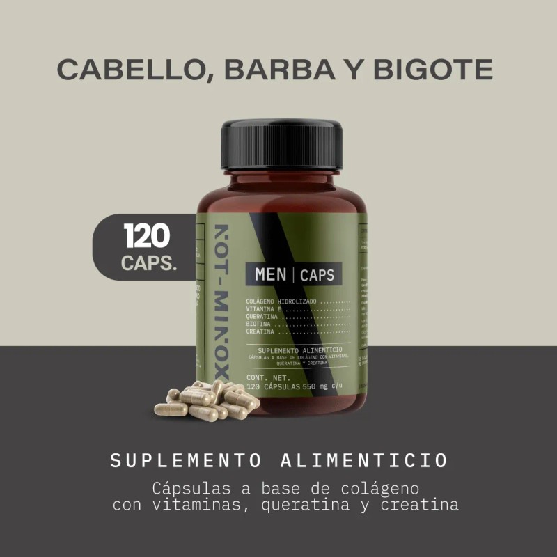 Cápsulas Not Minox Hombre Cabello Barba Biotina Creatina Sabor Neutro