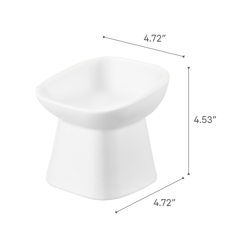 Yamazaki Home Tower Elevated Ceramic Pet Food Bowl - Angled,
