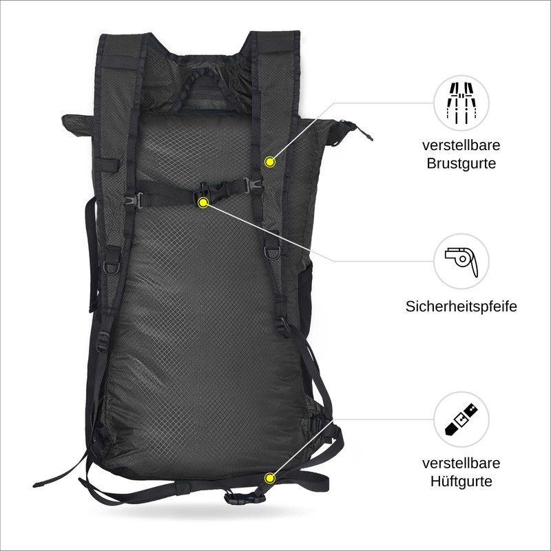 4Monster Foldable Backpack, Ultra Light, Unisex Daypack, Outdoor, 2-in-1 Belt