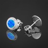 Twoowl Blue Opal Stud Earrings 925 Sterling Silver Blue Stone