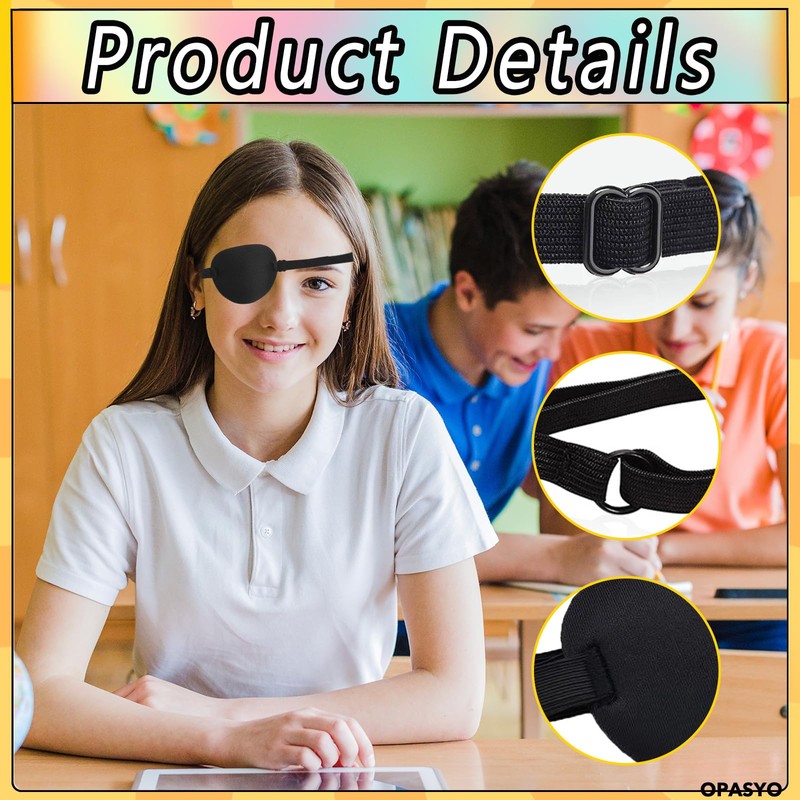 opasyo Eyepatch 2pcs Reusable Eye Patches,3D Adjustable Eye Patch for