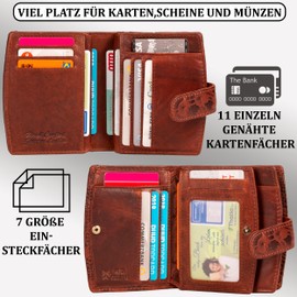 MATADOR Real Leather Women’s Wallet, 3622, RFID Protection, Numerous Card Slots 3622-v Brown