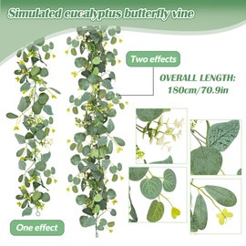 TINA Artificial Eucalyptus Garland, Pack of 2, Eucalyptus Artificial Hanging Leaves Garland, 1.8 m, Eucalyptus Decorative Flower Garland, Table Garland, Eucalyptus Green for Wedding, Arch, Garden,
