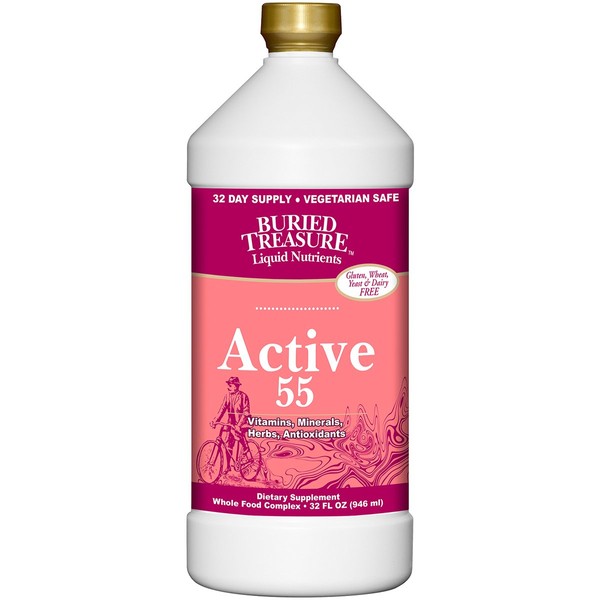 Buried Treasure Active 55 Plus Daily Vitamins Minerals Antioxidants and Herbal Blend for Active Adults 32 oz - 4 Pack