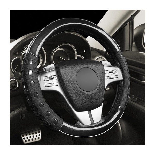JNNJ Steering Wheel Cover, 38cm Universal Faux Leather, Black for