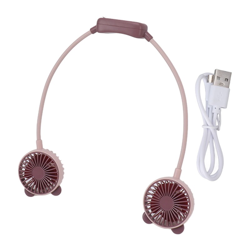 Portable Neck Fan Dual Head Bendable Wearable USB Rechargeable Hand