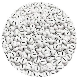 500 abalorio de números arábigos de 4 x 7 mm, 1 para pulseras de amistad, fabricación de joyas, acrílico plano blanco redondo con abalorio de números negros para manualidades, pulseras, collares,
