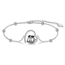 Penguin Bracelet Penguin Gift 925 Sterling Silver Hugging Penguins Cute Animal Christmas Jewelry for Women Sister Gifts for Mom Mother