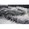 FABRICS-CITY White / Grey Flokati Teddy Fur Fabric 50 x