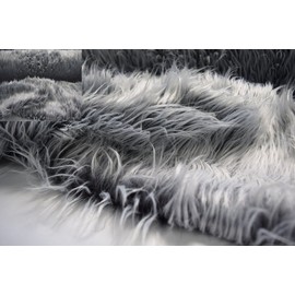 FABRICS-CITY White / Grey Flokati Teddy Fur Fabric 50 x 75 cm Carnival Clothing Craft Requests Photo Shooting Decoration 4412 (White/Grey)