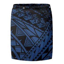 Xernghsao Men's Ethnic Wrap Skirt Polynesian Sarong Hawaiian Beachwear Bottoms Blue Tribal Print Large-X-Large