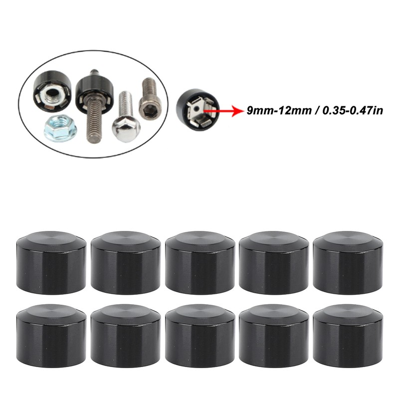 10PCS Motorcycle Head Bolt Cover Black Flat CNC Aluminum Engine
