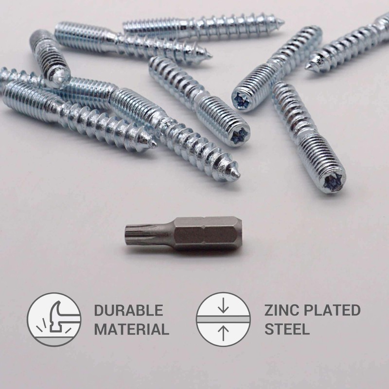 SKIR'CO (10 pcs) Hanger Bolts M8 x 50 mm, Double