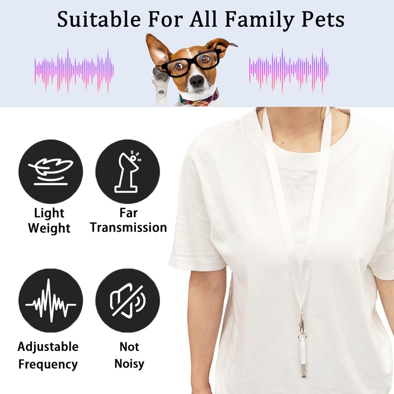Professional Dog Training Whistle with Lanyard, 3 Adjustable Levels, Ultrasonic