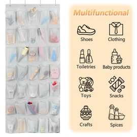 GOMAJI 35 Large Pockets Over the Door Shoe Organzier, Hanging Shoe Organizer for Door Large Capacity Shoe Storage Bag with 4 Metal Hooks