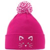 Hippowarehouse Cute Kitty Cat Face Embroidered Beanie Hat with Bobble Fuchsia