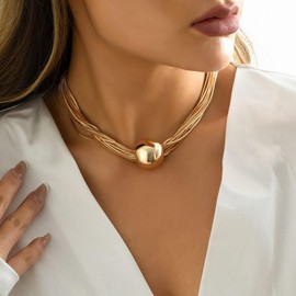 Handcess Boho Chunky Necklace Gold Choker Necklaces Punk Necklace Chain for Women and Girls