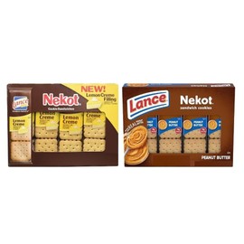 Lance Sandwich Cookies, Nekot Peanut Butter, and Lemon Nekot Sandwich Cracker, Lemon, 6 Packs of 4 (Packaging may be vary)