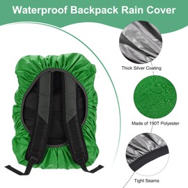 M METERXITY Waterproof Backpack Rain Cover, 15L-25L Waterproof Backpack Cover, Bag Rain Cover with a Vertical Reflective Strap for Hiking/Biking/Camping/Outdoor Traveling [Emerald Green]