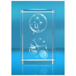 ELUNO 3D Glass Cuboid I Zodiac Sign PRO I Motif: Libra