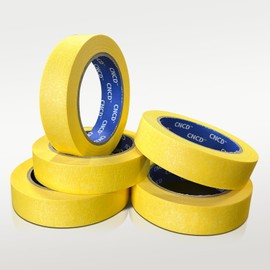 CNCD Yellow Masking Tape，for Painting, Decorating, DIY Crafts, Labelling, Medium Viscosity Paint Tape for Walls，（1 inch 2inch Wide） Painters Tape (1 inch×46 Yards×5 Rolls)