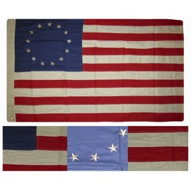 "Flags & Signs" 3x5 Embroidered Tea Stain Betsy Ross American Cotton Flag 2 a-1-1520
