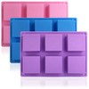 3 Packs 6 Cavidades Silicona Molde Pastel (Morado, Azul, Rosa),