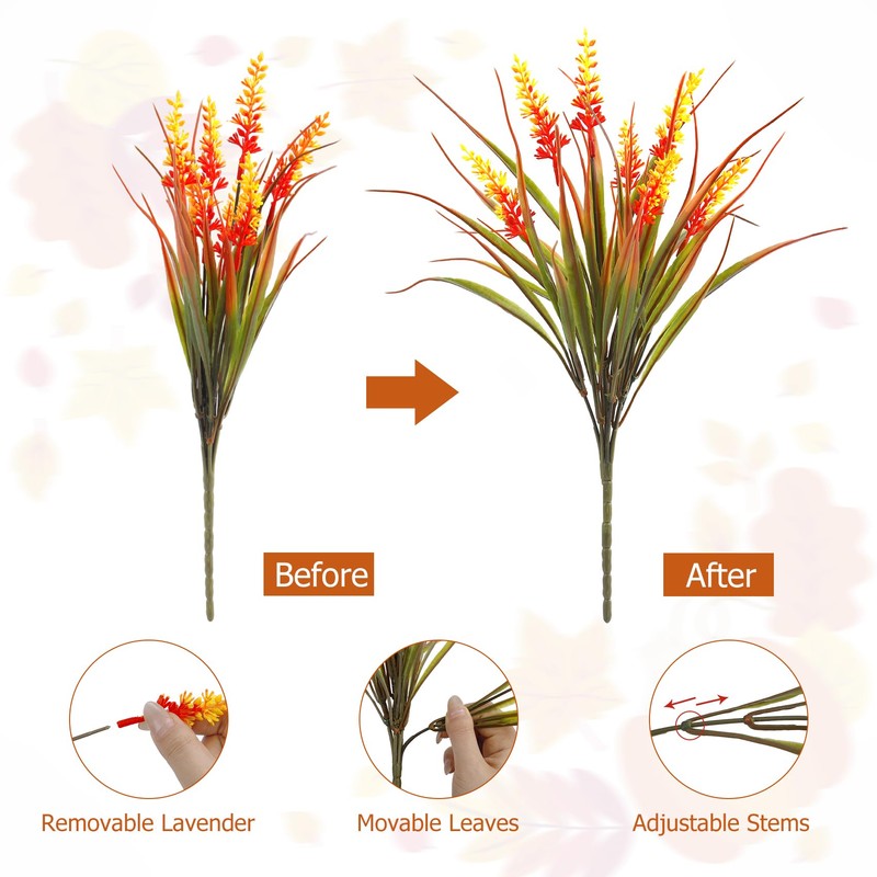 JoyeuVie Autumn Flowers Artificial 18 Pcs Autumn Decorations Fall Lavender
