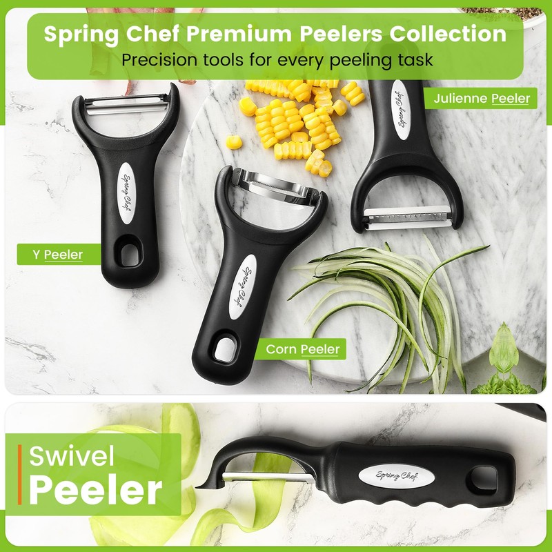 Spring Chef Premium Swivel Vegetable Peeler, Soft Grip Handle and