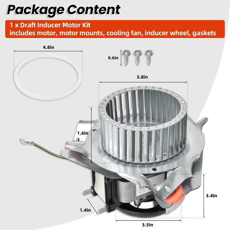Hodflop J238-100-10108 HC21ZE121A Furnace Draft Inducer Blower Motor Assembly for