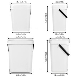 Domiella - Juego de 2 cubos de basura pequeños de 1.3 + 0.8 galones con tapa, cubeta de basura de cocina para encimera o debajo del fregadero, cubeta de basura sellado para interior para clóset o baño (blanco)