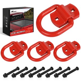 Nilight 4 PCS D Ring Tie Down Anchor 1/2" Heavy Duty Tie Down Rings with Screws Bolts on Trailer Truck Bed Cargo 12000 Lbs Break Strength Tie Down Anchors Hook Red