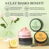 4 Pcs Clay Facial Mask Set - Turmeric, Vitamin C,