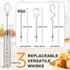 YUSWKO Rechargeable Milk Frother Handheld with 3 Heads, Silver Coffee