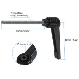 QUARKZMAN M5 x 60mm Threaded Screw 304 Stainless Steel Adjustable Handles with Quick Release Ratchet Knob, Black (Pack of 2)