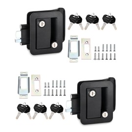 TrampgiK Engineering Plastic Camper Door Lock, Camper Door Handle Latch Replacement, Fit 3.65" x 2.95" Lock Hole, RV Door Lock for Travel Trailers, Entrance Front Door, Pack of 2 Different Keys
