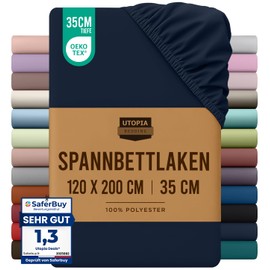 Utopia Bedding, Fitted Sheet, 120 x 200 cm, Navy Blue, Oeko-Tex Certified, Brushed Polyester Microfibre, 35 cm Deep Pockets