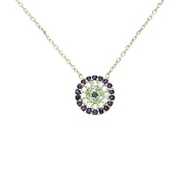 apop nyc 925 Sterling Silver Pave Evil Eye Necklace 16 inch - 17 inch (sterling-silver)