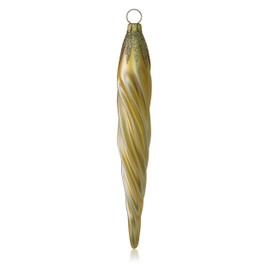 Lauschaer Glas Christmas Tree Decorations Icicle Gold Matt Pack of 3 Christmas Tree Decorations Mouth-Blown Hand Decorated