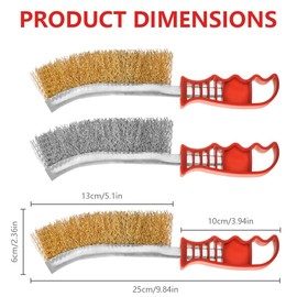 Flintronic 3 Pcs Wire Brush Set, Stainless Steel Brush and Copper Plating Wire Brush with Plastic Handle, Wire Brush for Rust Removal, Heavy Duty Cleaning, Removing Paint, Cleaning Welding Slag