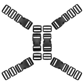HARSKIYER Buckles for 1 Inch Straps, 6 Pcs Quick Side Release Buckles and 12 Pcs Tri-Glide Sliders, Heavy Duty Dual Adjustable Snap Clips for Nylon Webbing Pet Collar Backpack Replacement (Black)