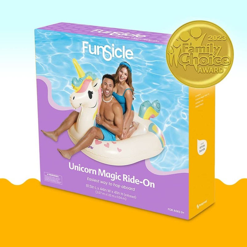 Funsicle Giant Inflatable Unicorn Magic Ride-On Pool Float, Adult-Sized