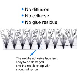 Premade Fans Eyelash Extension 14D D Curl 0.07mm Mixed Length 14-20mm Pre Fanned Russian Volume Lashes Middle Tap Volume Lash Extensions(14d-0.07-d-mix14-20)