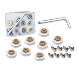 8-Piece Stainless Steel Shower Door Roller Replacement Set with Screws and Tool Set in a Compact Plastic Case (19 mm Wheel Diameter, Classic, Option 3)