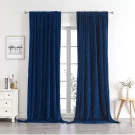 Joydeco Blue Velvet Curtains 84 inch Length 2 Panels Burg Set, Luxury Rod Pocket Thermal Insulated Window Blackout Curtain, Room Darkening Drapes for Living Dining Room Bedroom Privacy