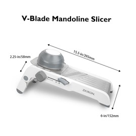 ZKIRON Adjustable Mandoline Slicer - Ultra-Sharp Stainless Steel Blades, Safe Hand Guard, Adjustable Thickness for Fast & Precise Slicing of Vegetables, Fruits & More (Gray)